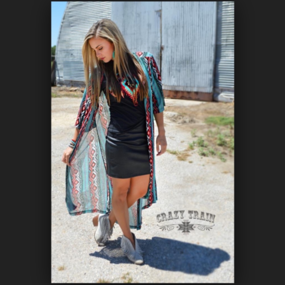 SOLD Crazy Train one size Southwestern duster OS - Picture 4 of 4
